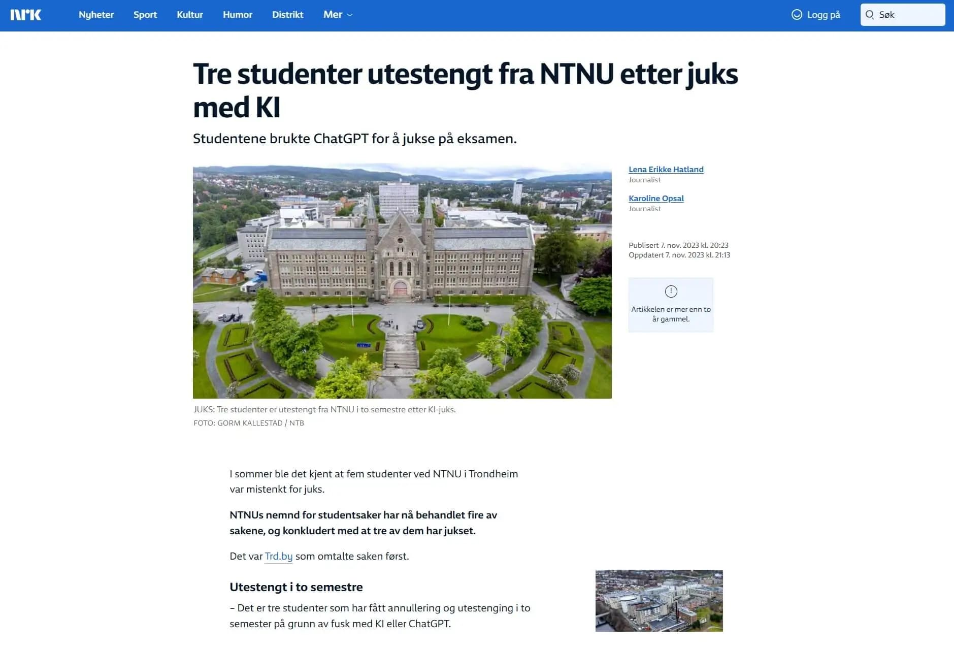 Artikkel om AI og studenter