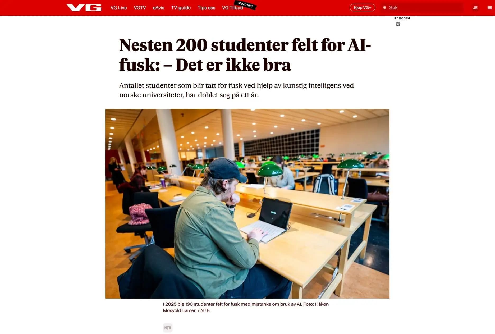 Artikkel om AI og studenter